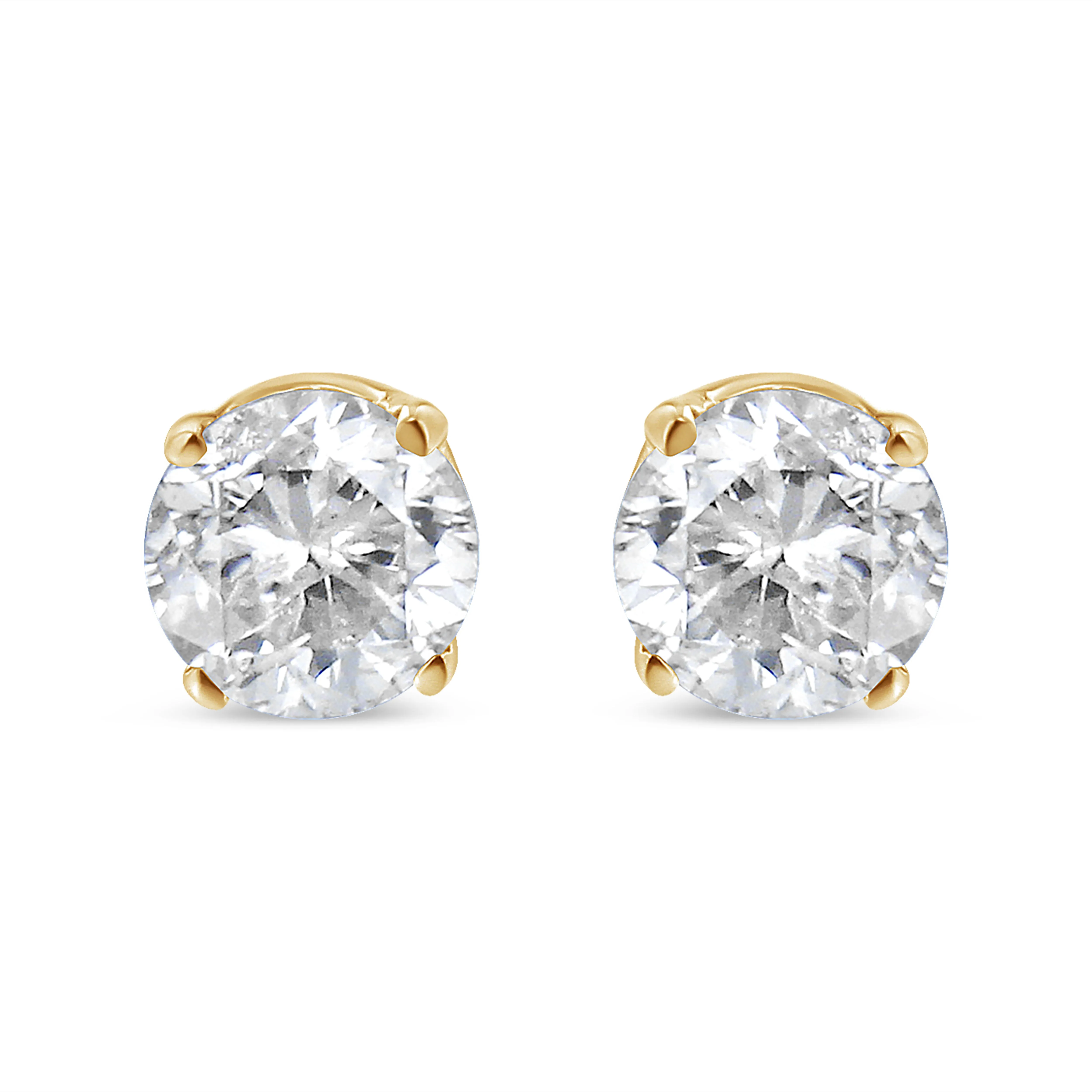 10K Yellow Gold 1/3 Cttw Round Brilliant-Cut Diamond Classic 4-Prong Stud Earrings