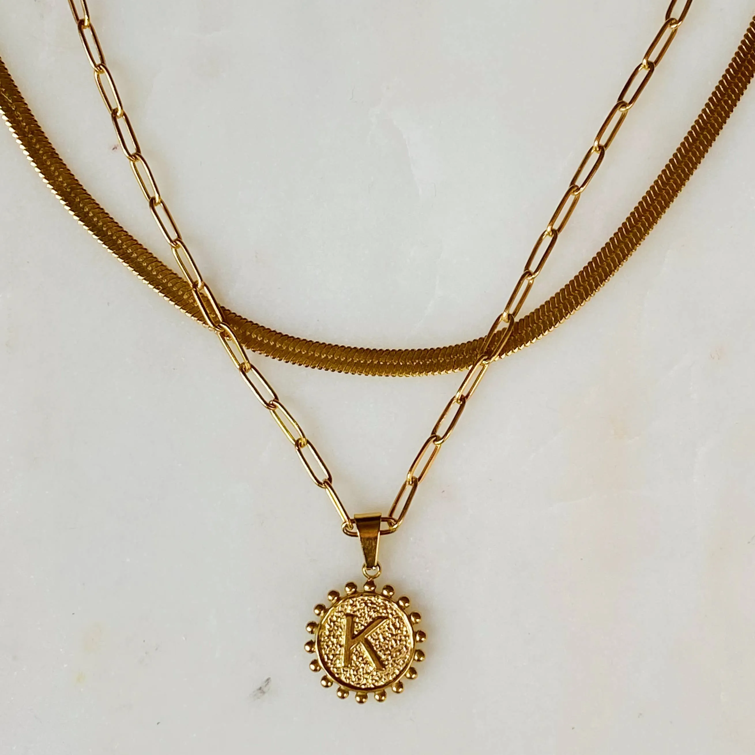 Double Chain Initial Necklace: G