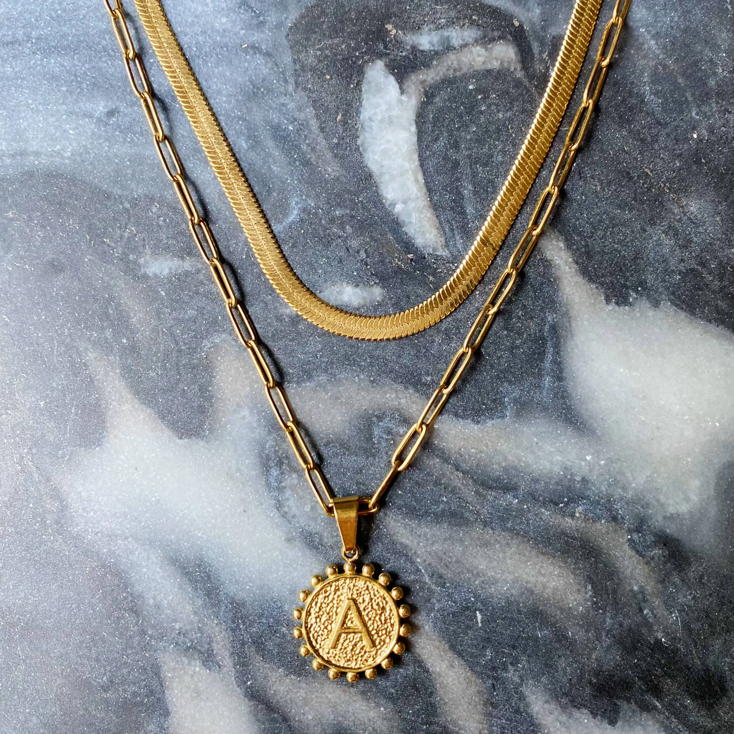 Double Chain Initial Necklace: G