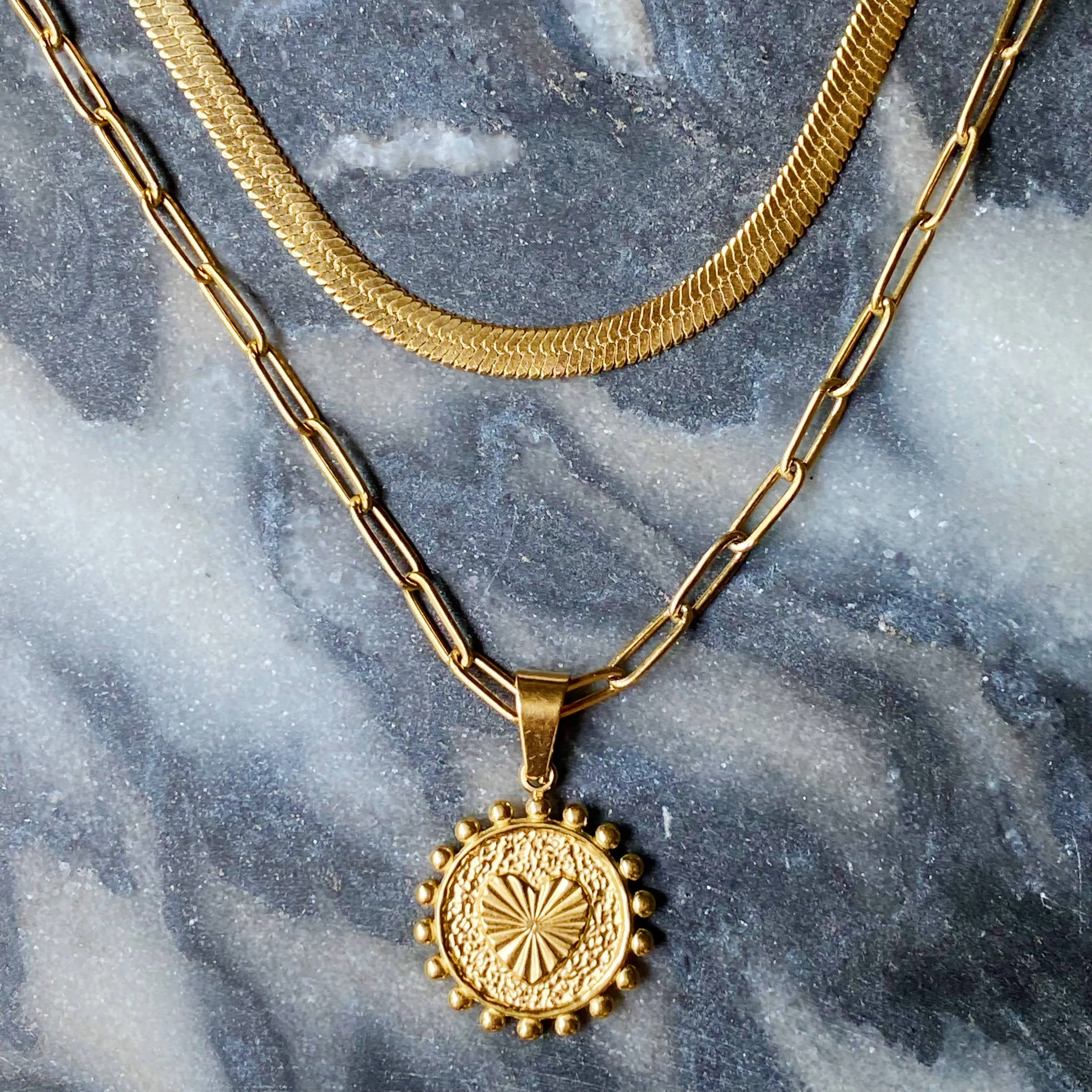 Double Chain Initial Necklace: G