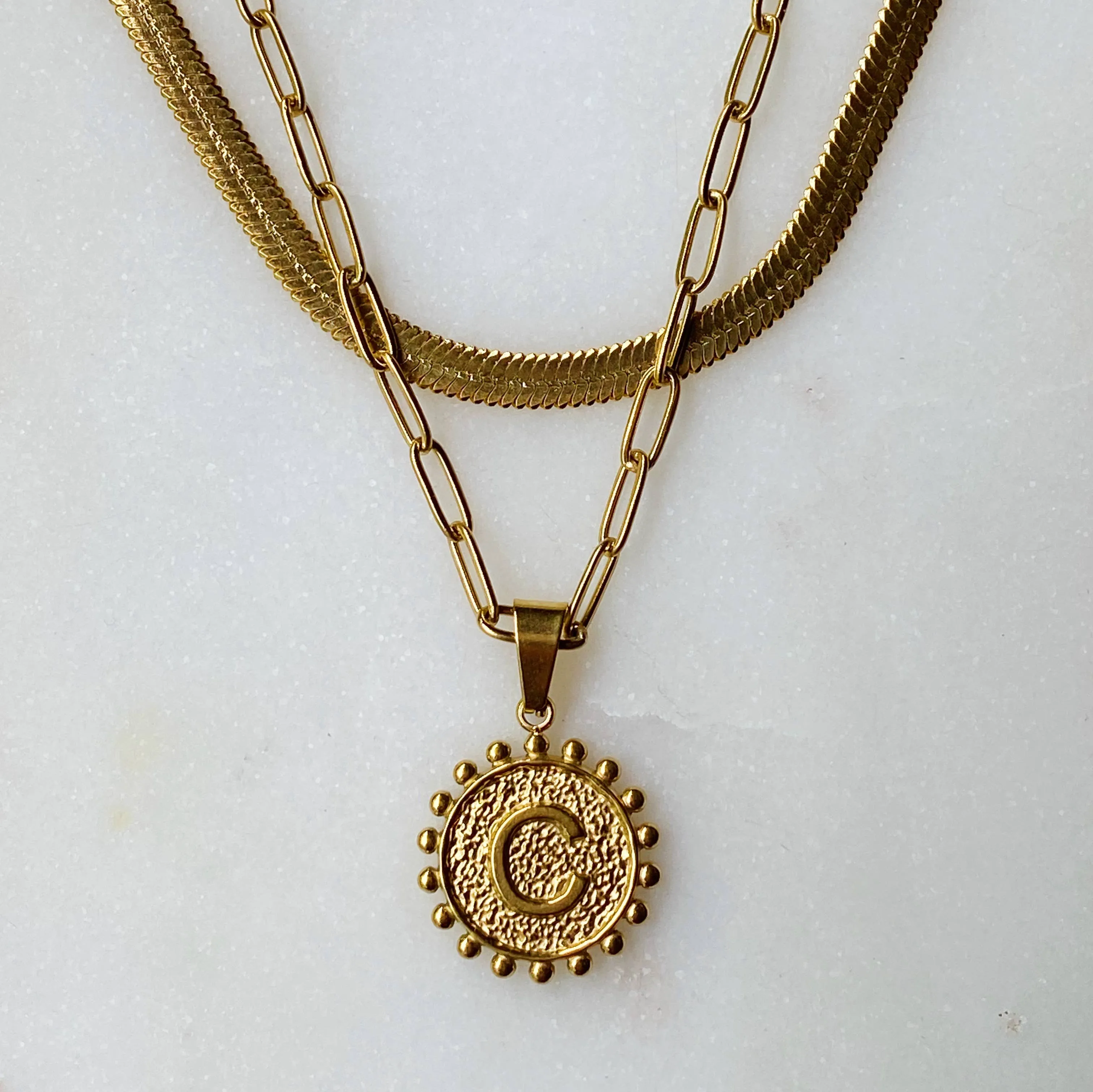 Double Chain Initial Necklace: G