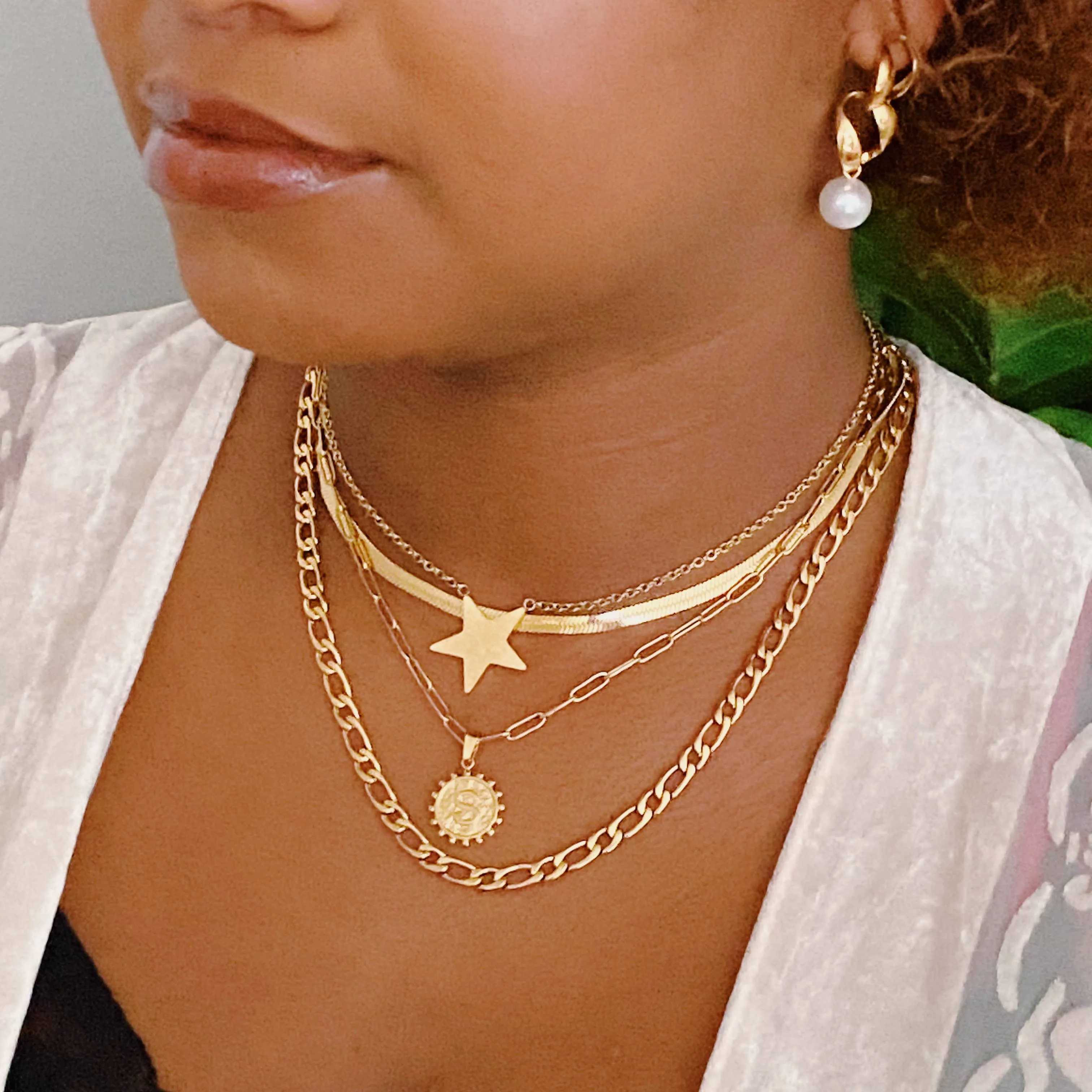 Double Chain Initial Necklace: G