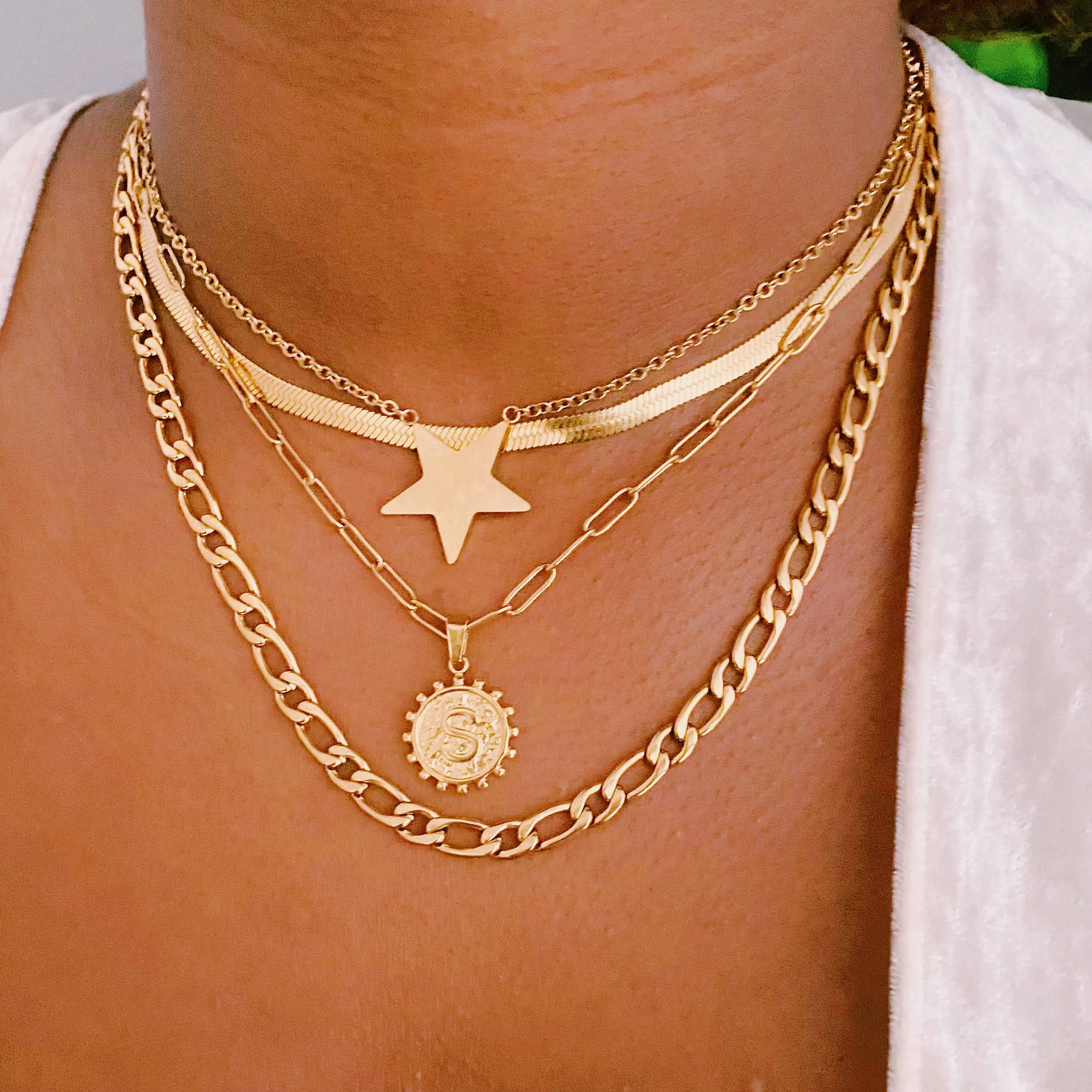 Double Chain Initial Necklace: G