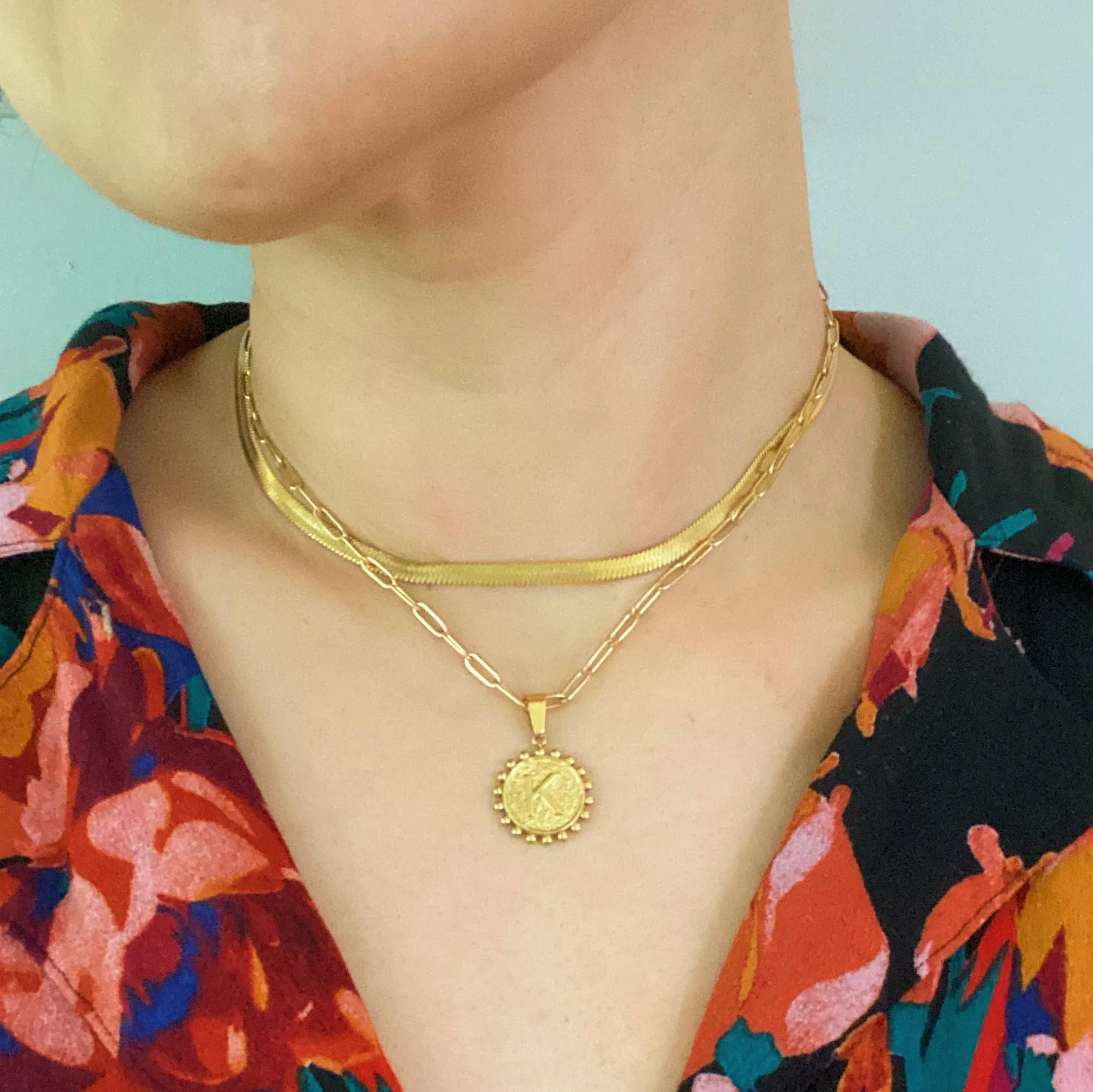 Double Chain Initial Necklace: G
