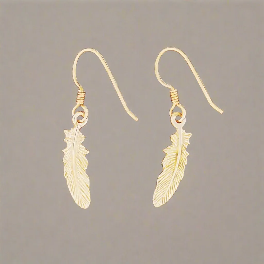 Feather Charm Earrings in Sterling Silver or Antique Bronze