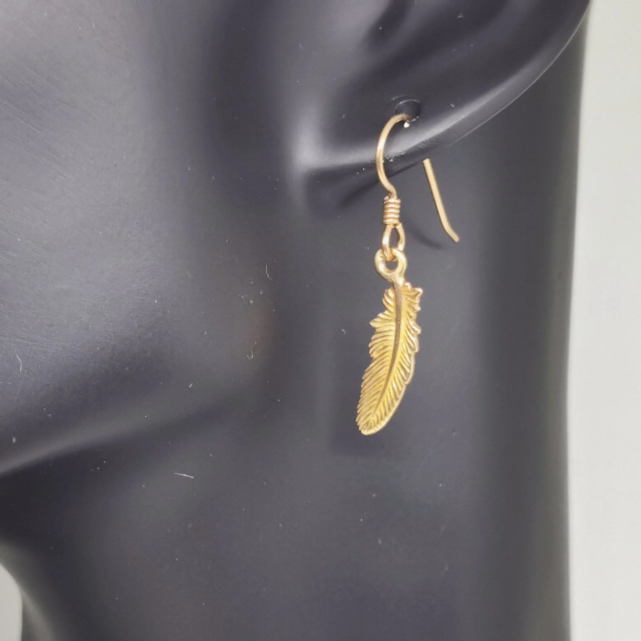 Feather Charm Earrings in Sterling Silver or Antique Bronze