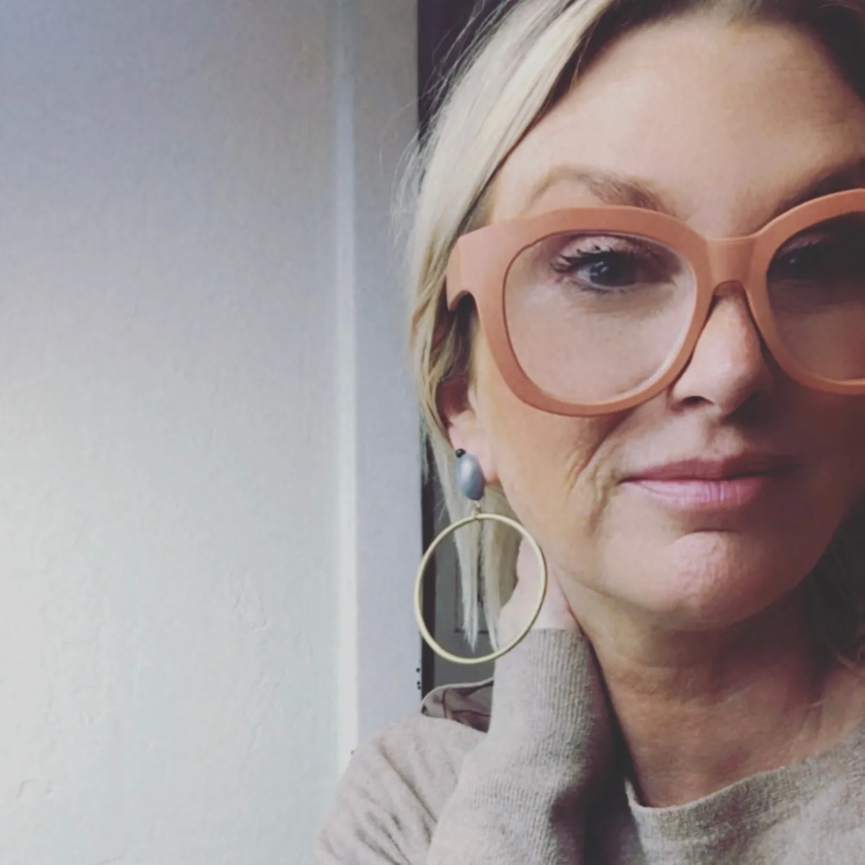 Grey Aurora Brass Loop Earrings