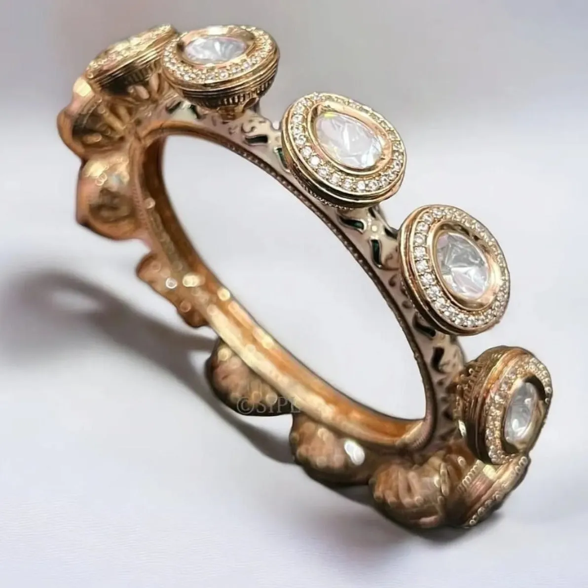 Polki Kada with Meena Work
