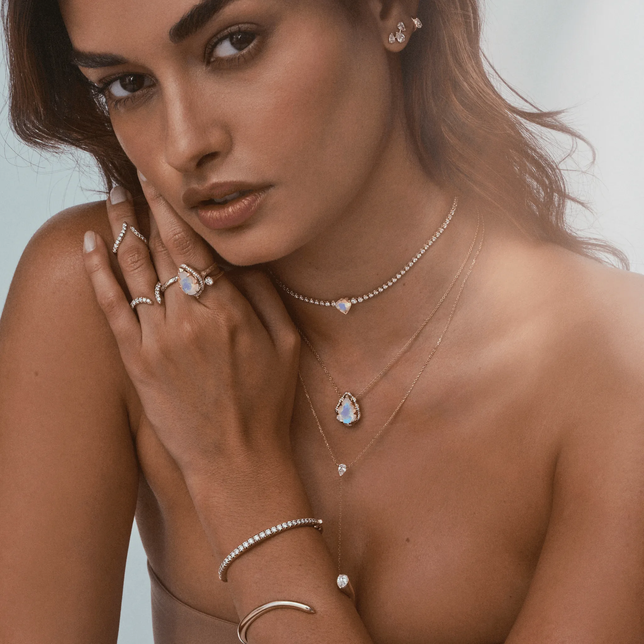 Solid Tusk Cuff with Diamond Pear | Ready to Ship