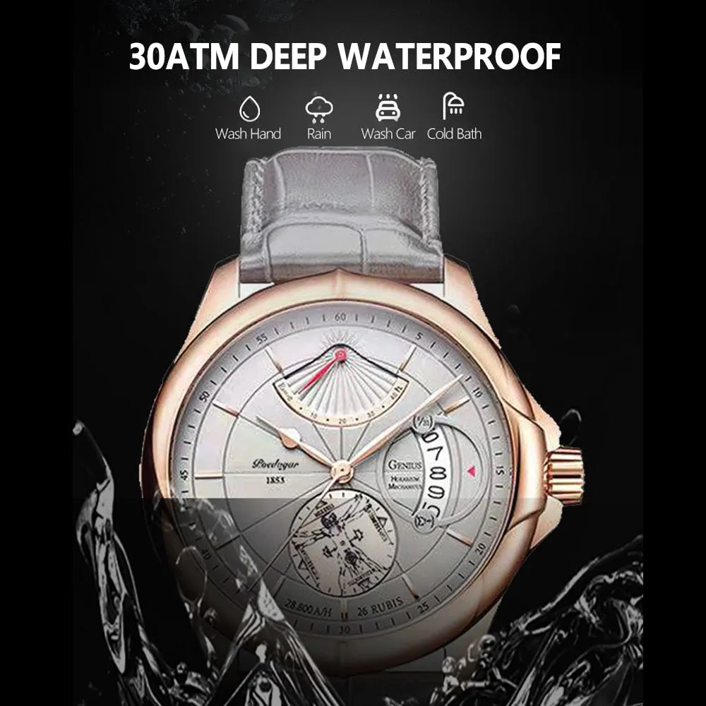 Swiss Brand POEDAGAR Sports Men Watch 2022 Wristwatch Luxury Waterproof Calendar Quartz Leather